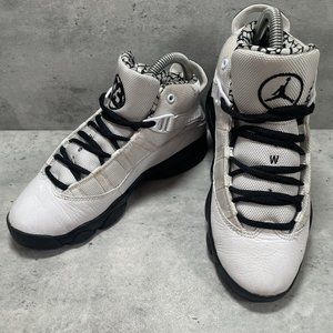 Nike Air Jordan‎ 6 Rings GS Size 3Y White Black Unisex Kids Basketball Shoes